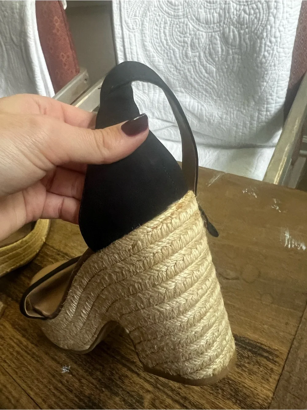 Black Espadrille Platform Sandals with Ankle Strap